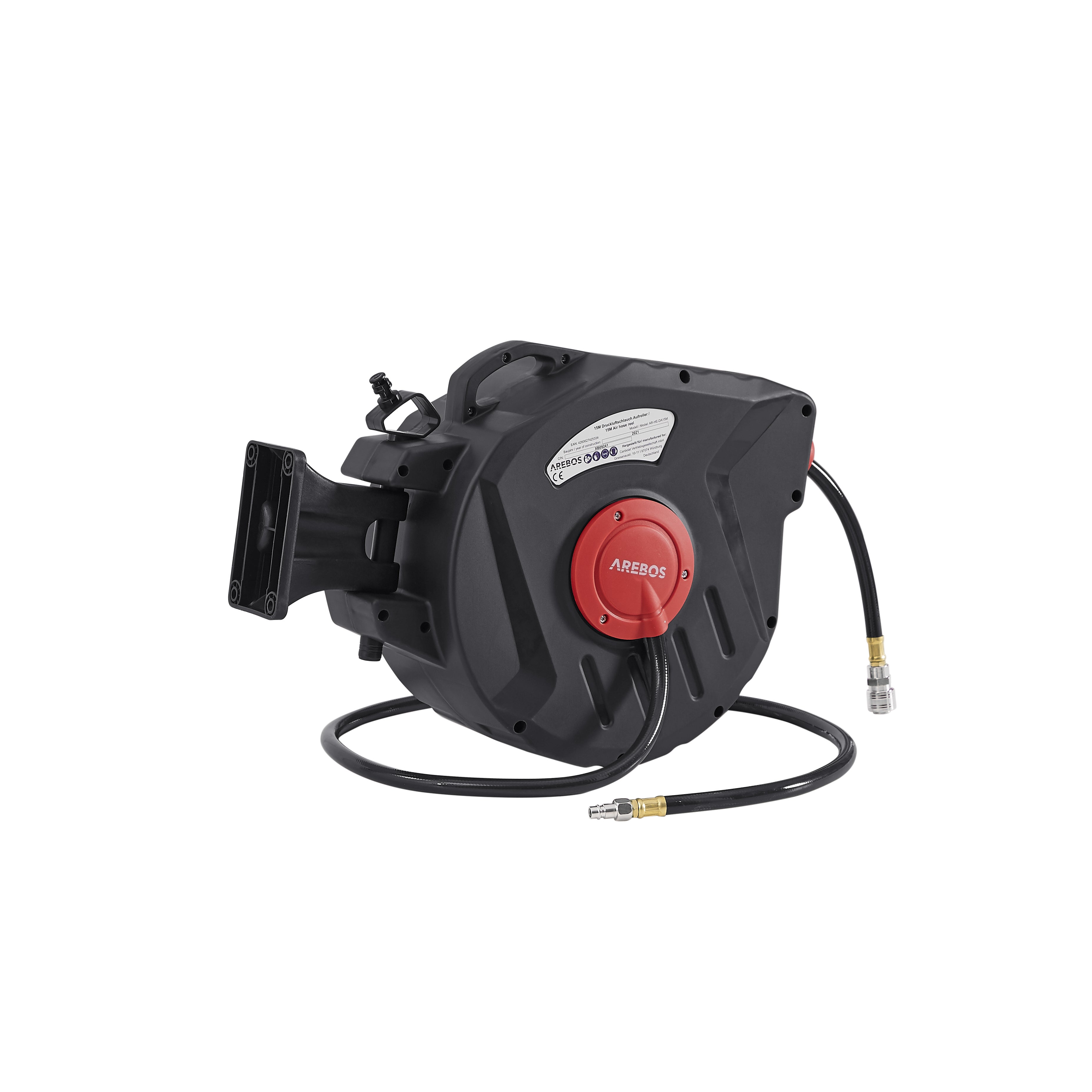 AREBOS Tuyau à air comprimé 20 m Support mural Raccord rapide 1-4