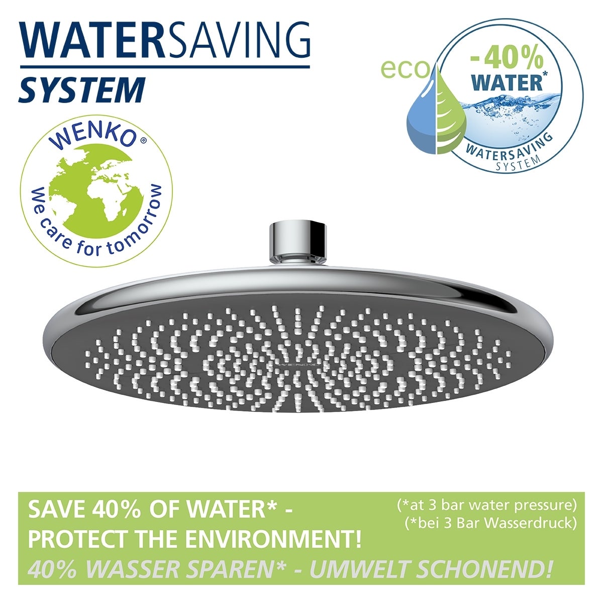 Pommeau De Douche Rond Avec Bras Mural - 20 Cm – Noir - Elizabeth