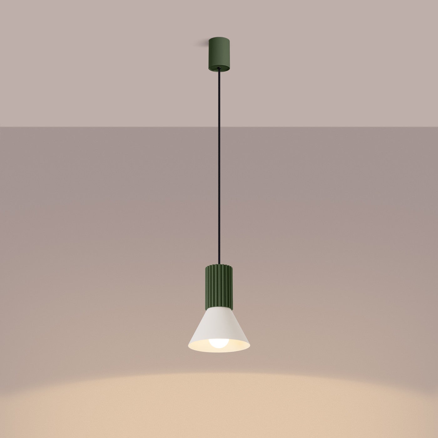 Lampa sufitowa ryflowana ESTRIA zielono-beżowa 1xE14x15W metal wym:120x14x14cm IP20 Sollux Lighting - 4