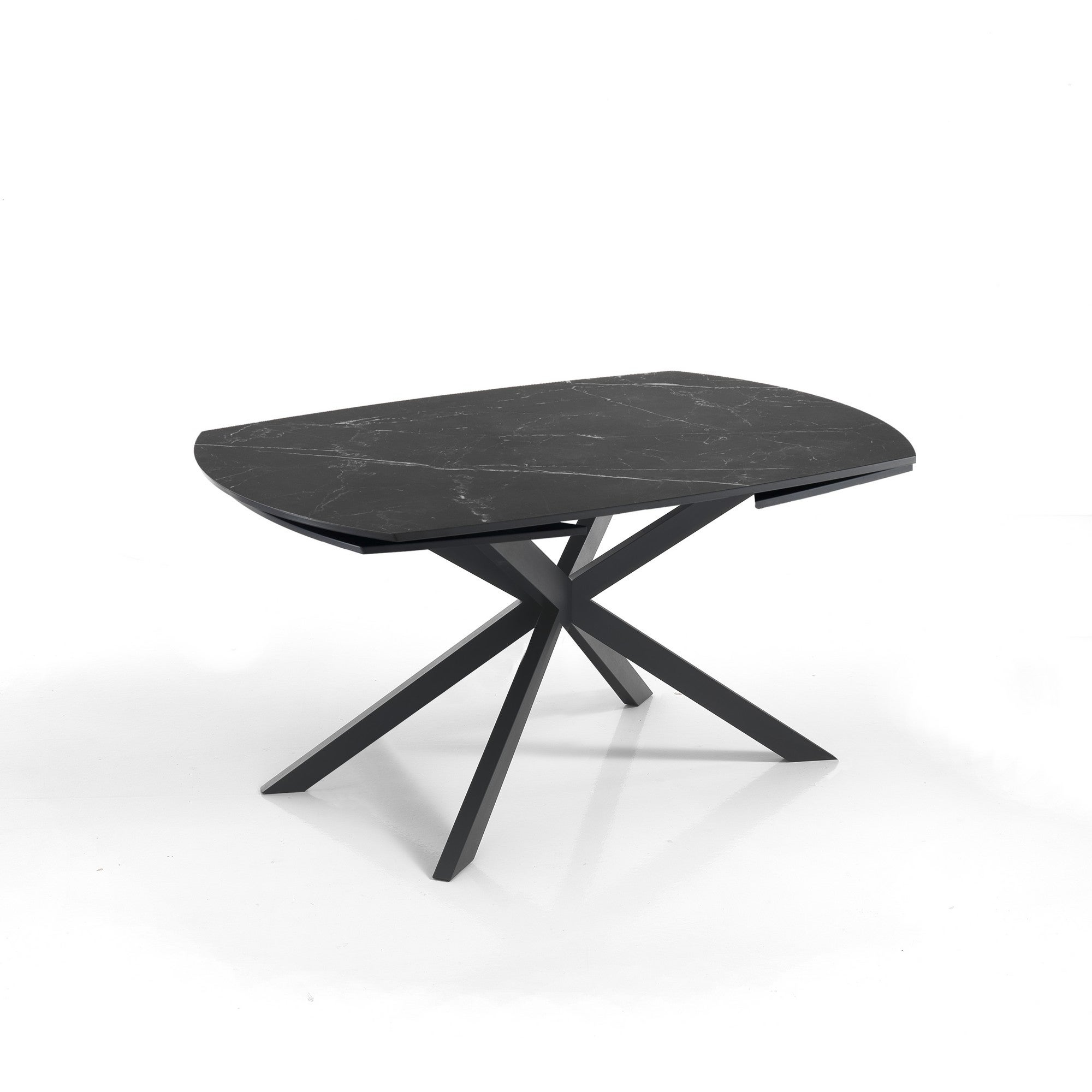 Stół rozkładany AZA 2 – stal matowa czarna, ceramika z czarnego marmuru, wys. 75 cm, szer. 140/200 cm, 6/8 miejsc, do jadalni