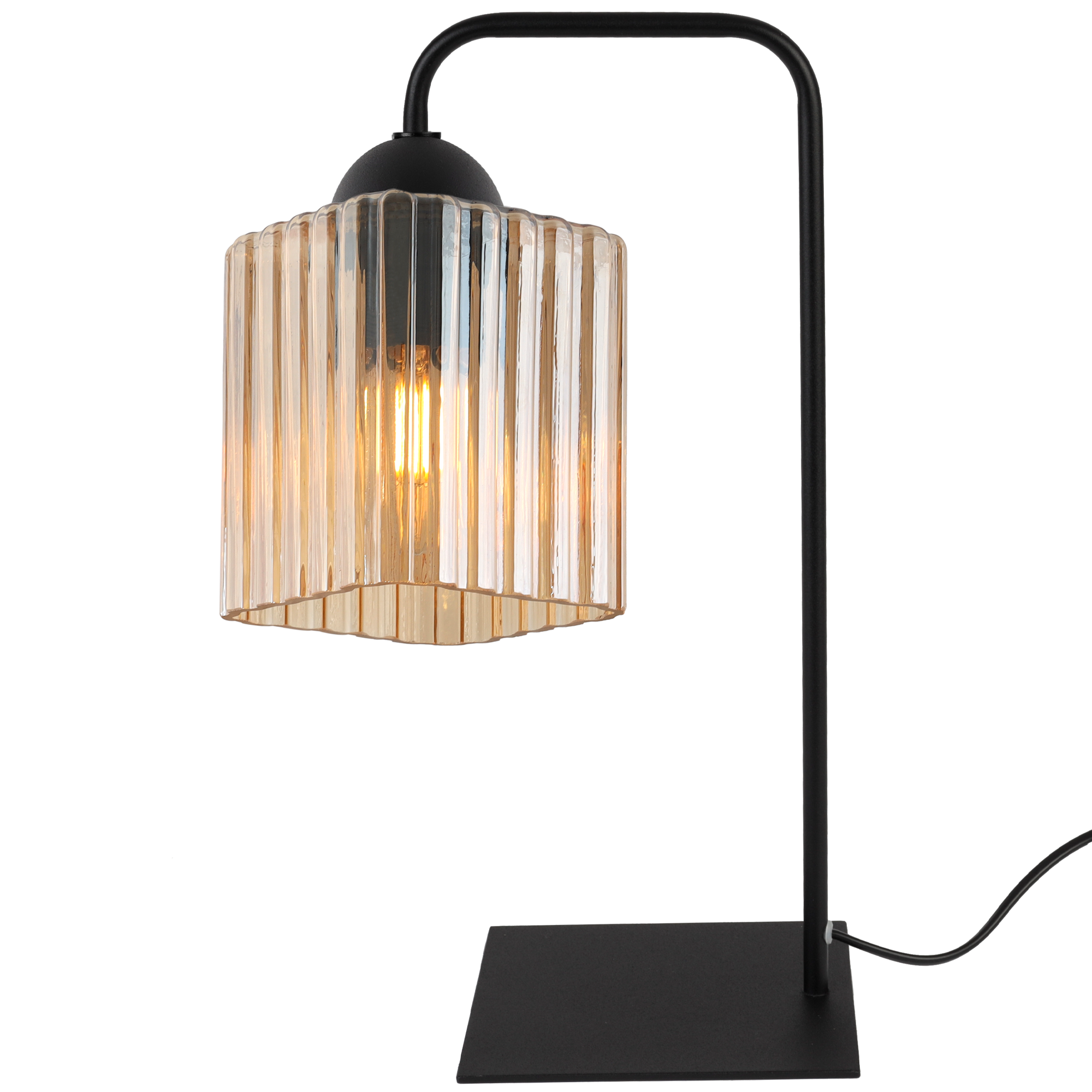 Lampa nocna stołowa Riffle 1xE27 klosz sześcian szklany miodowy Light Home LH