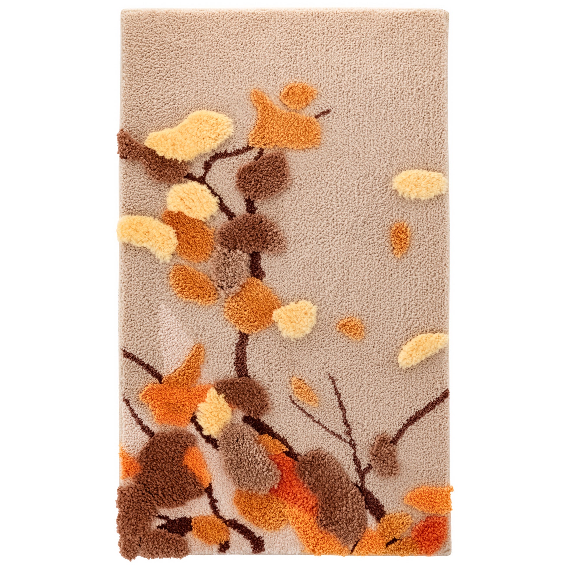 Dywanik łazienkowy Shaggy 3D Gaia 50x80 cm roślinny beżowy