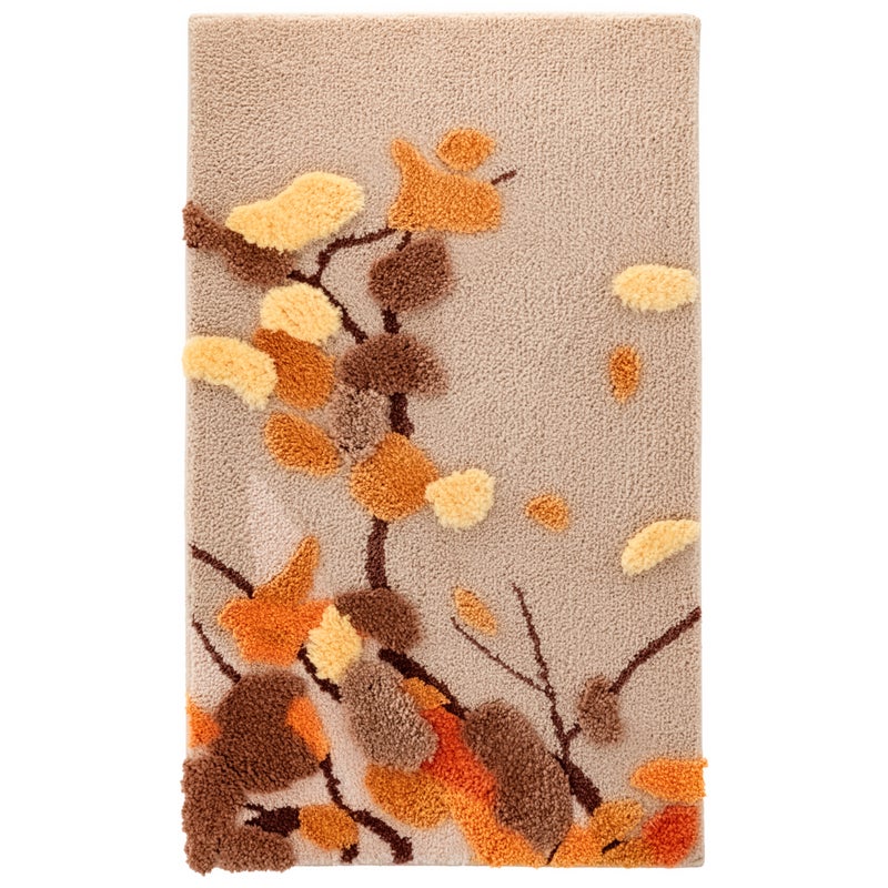 Dywanik łazienkowy Shaggy 3D Gaia 50x80 cm roślinny beżowy