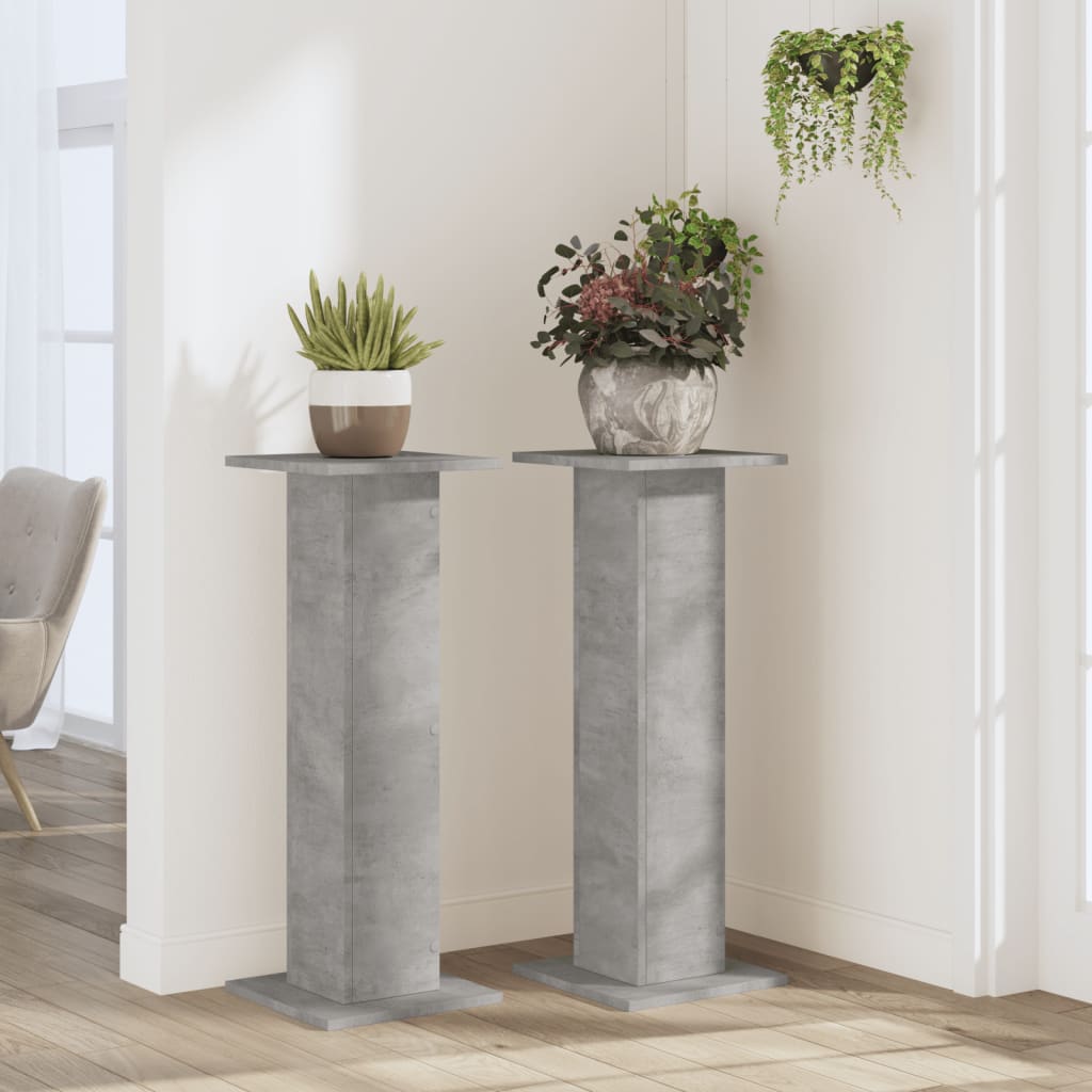 Supports pour plantes 2 pcs gris béton bois d'ingénierie - 3