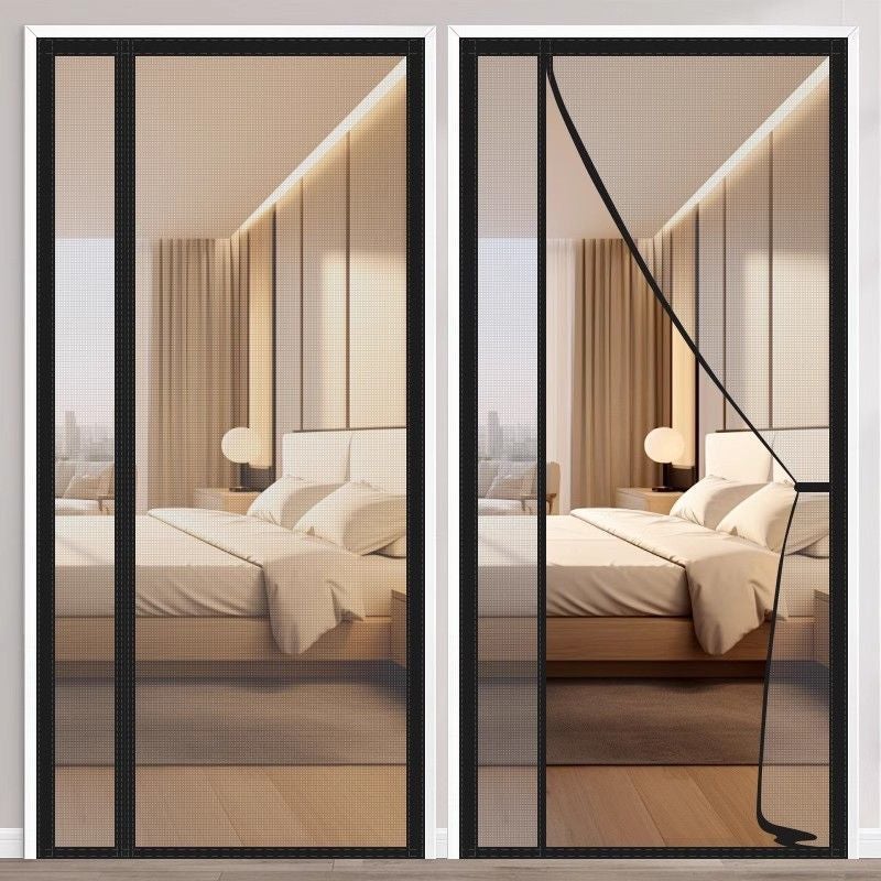 Magnetyczna moskitiera otwierana z boku, 85 x 200 cm, łatwa w montażu, bez wiercenia, przeciw komarom, odpowiednia do okien, drzwi i balkonów