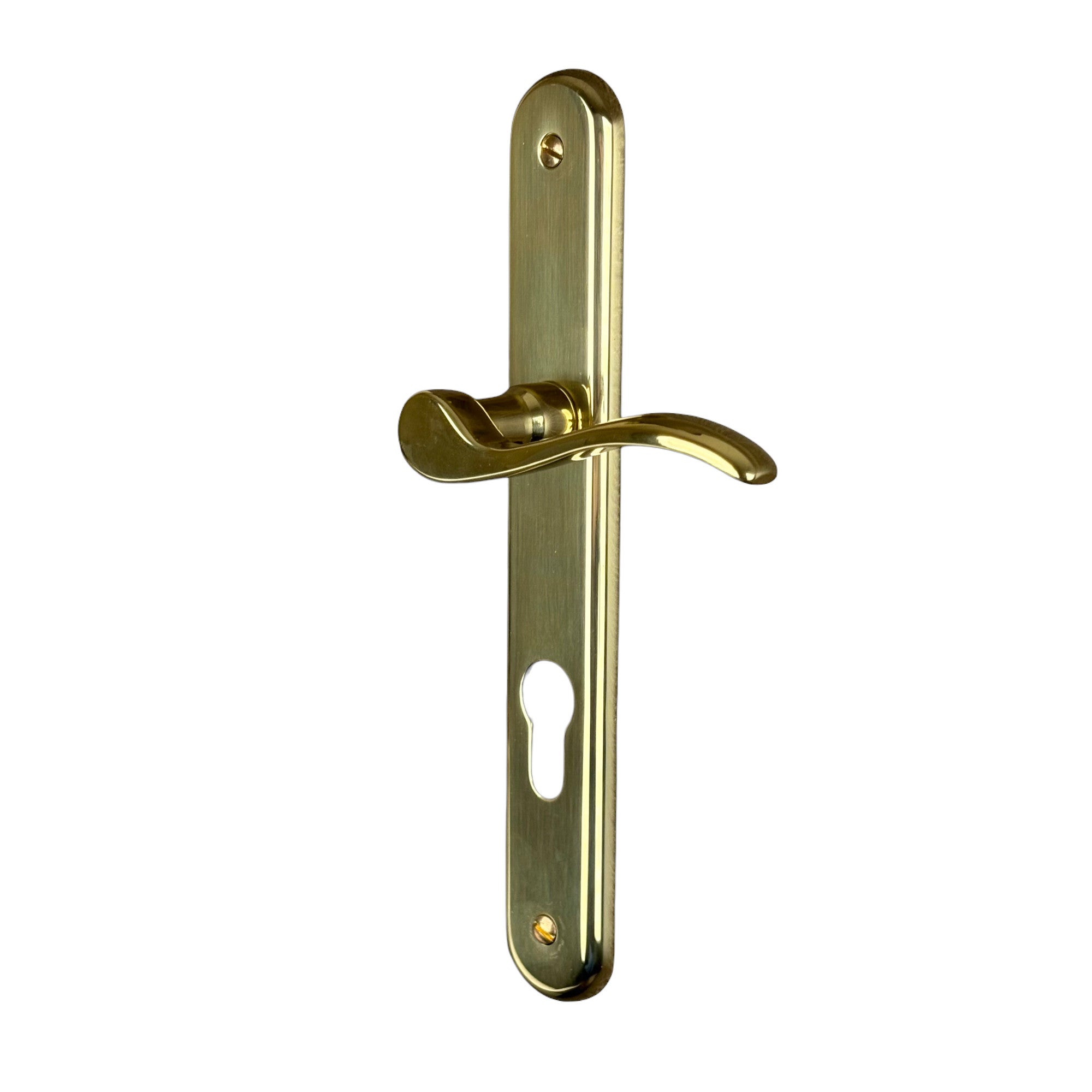 2 poignées de porte AGATHE trou de Cylindre, Laiton poli entraxe 195 mm, entrée bureau garage - 2