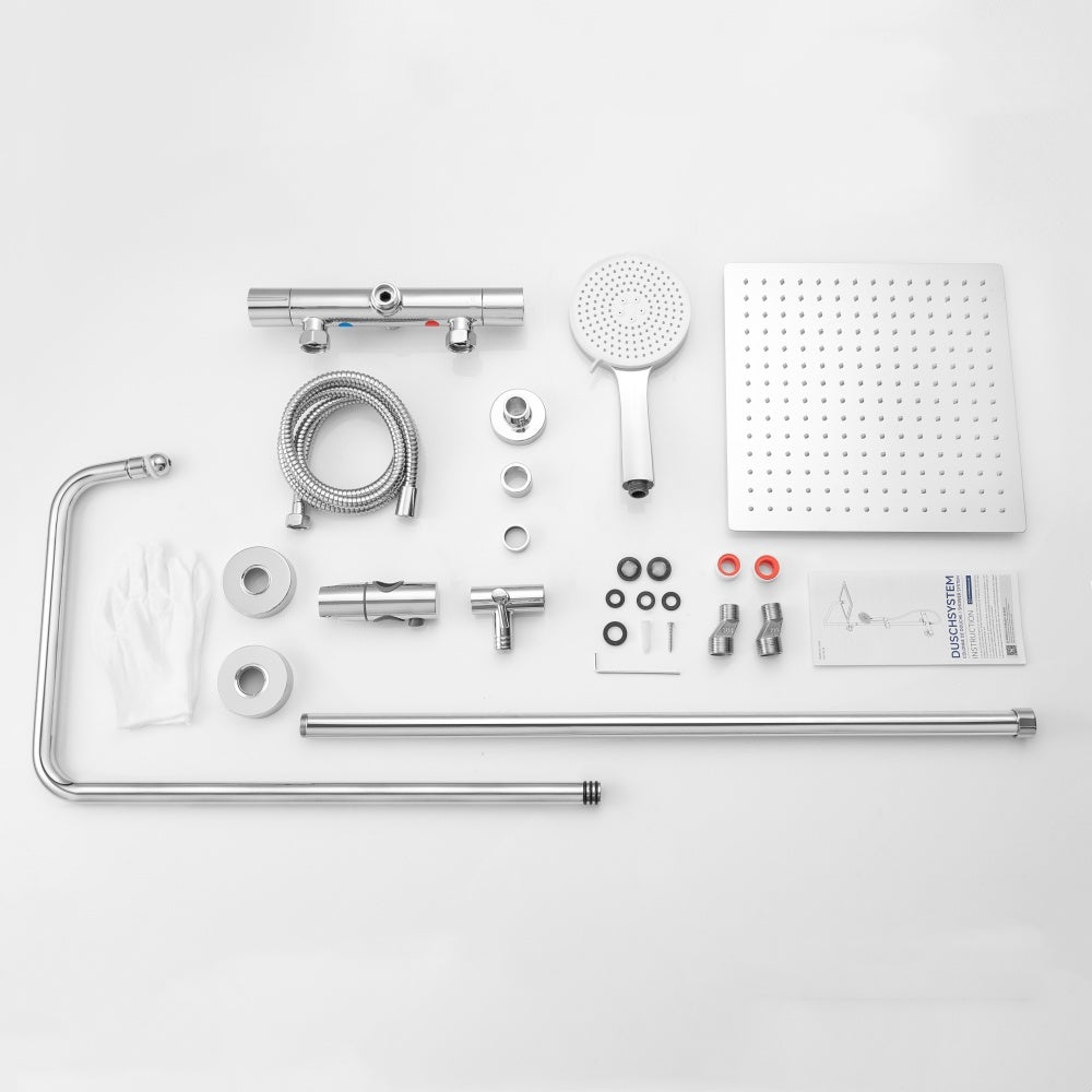 Columna de ducha termostática 38°, sistema de ducha con cabezal de ducha de 12