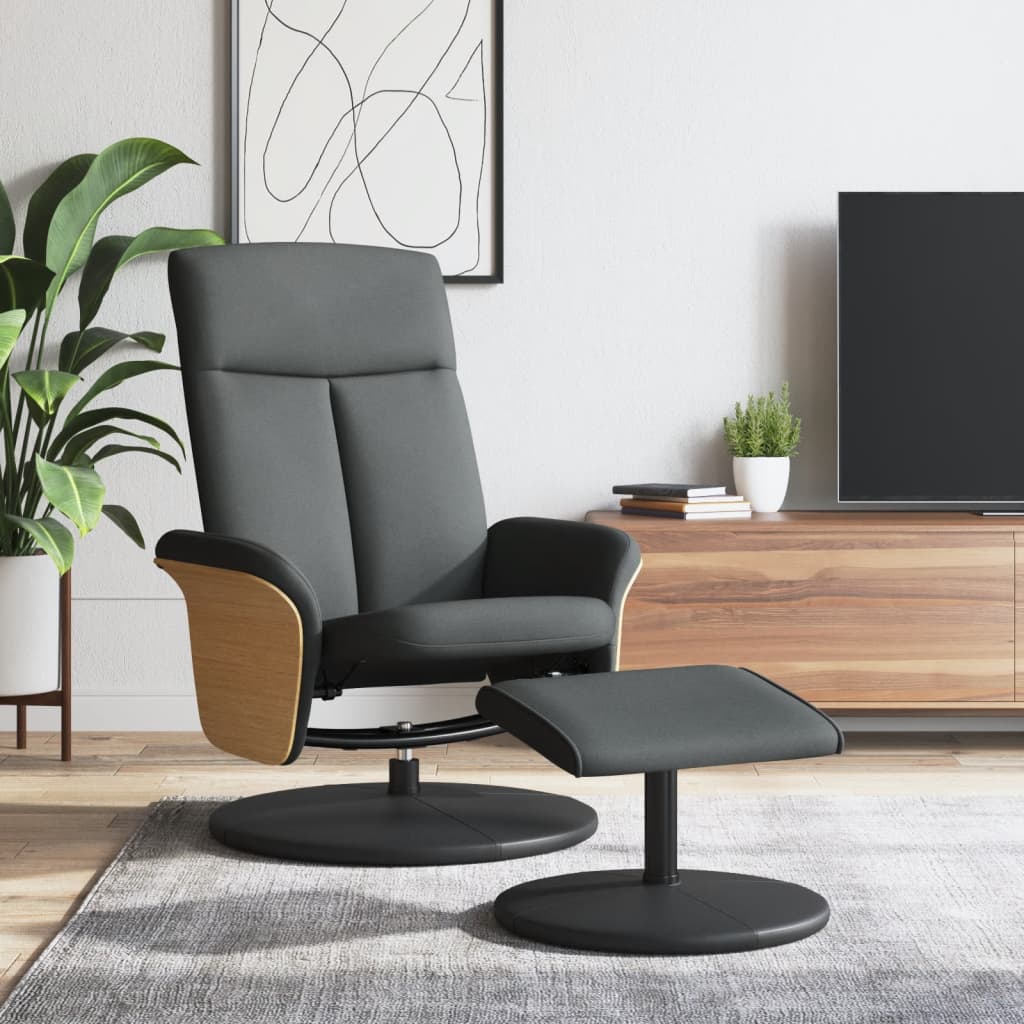 🪑 Fauteuil Inclinable AMALFI - Bois + Tissu Vert - Avec Repose-pieds - Neuf