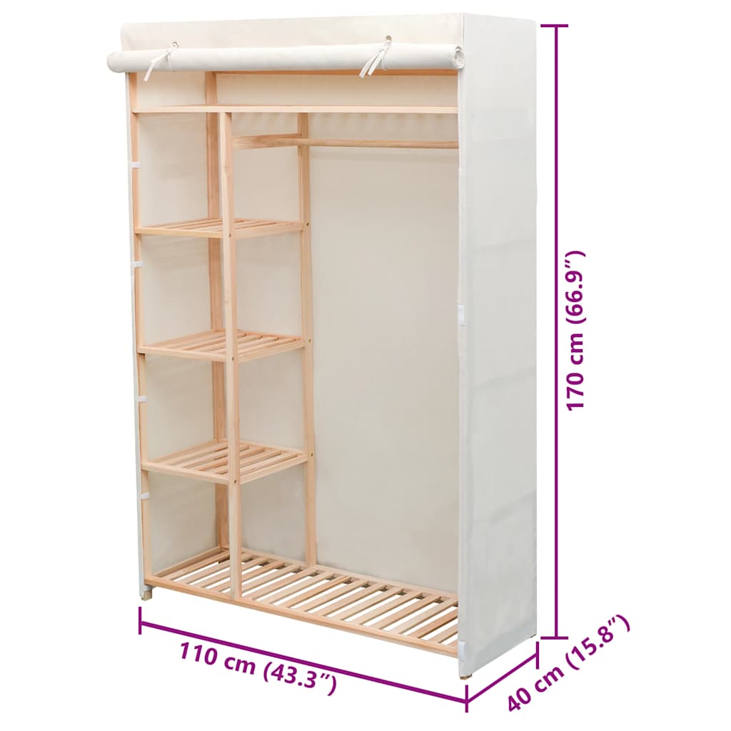 vidaXL Garde-robe en tissu et bois de pin 110x40x170 cm - 5