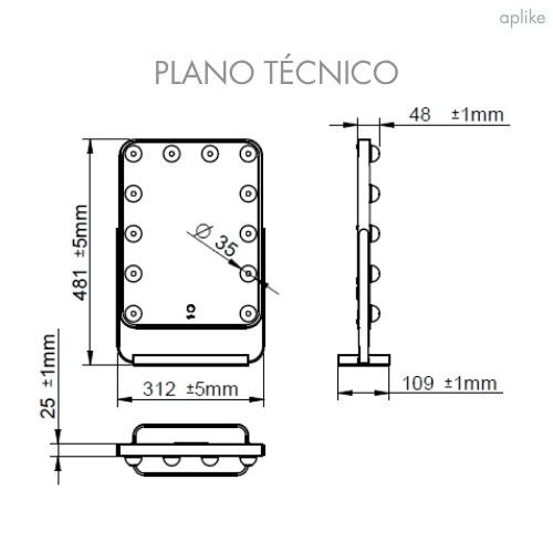 Specchio di cortesia a LED con sensore tattile, rotazione a 360°, intensità e temperatura di colore dimmerabili HOLLYWOOD STUDIO - 5