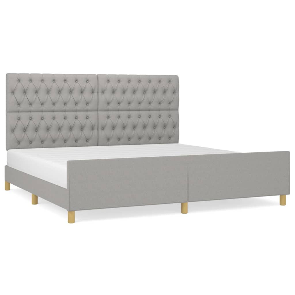 Cadre de lit sans matelas, avec tête de lit gris clair en tissu, pour la chambre - 2