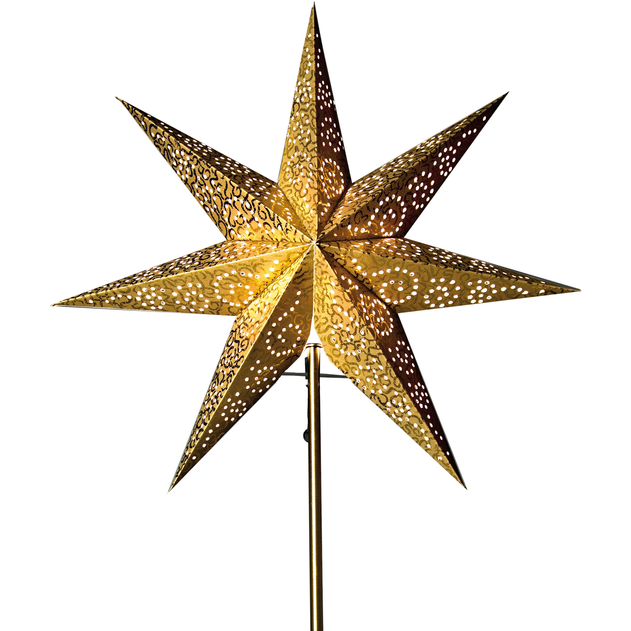 Wymienny parasol Star Trading Antique Poinsettia od Star Trading, papierowa gwiazda 3D w kolorze złotym z ozdobami, dekoracyjna gwiazda Ø: 48 cm