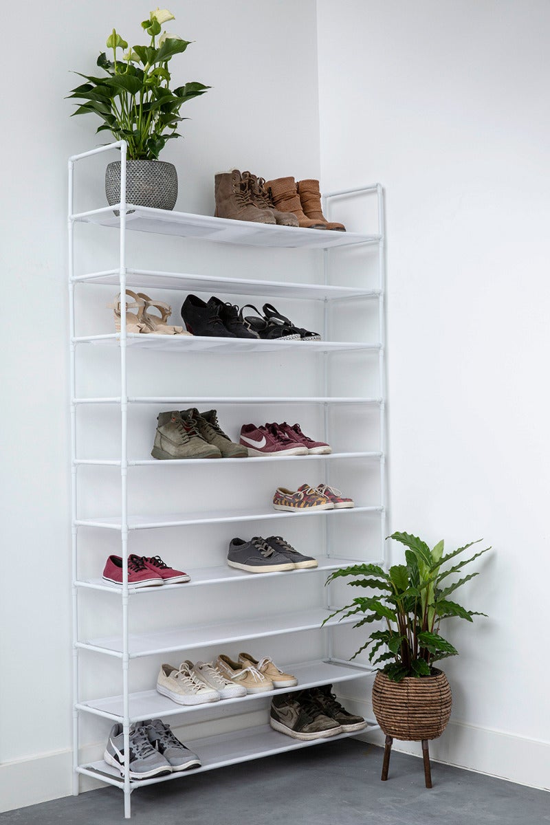 Armoire à chaussures pour 50 paires - Blanc - 10 étagères - 2