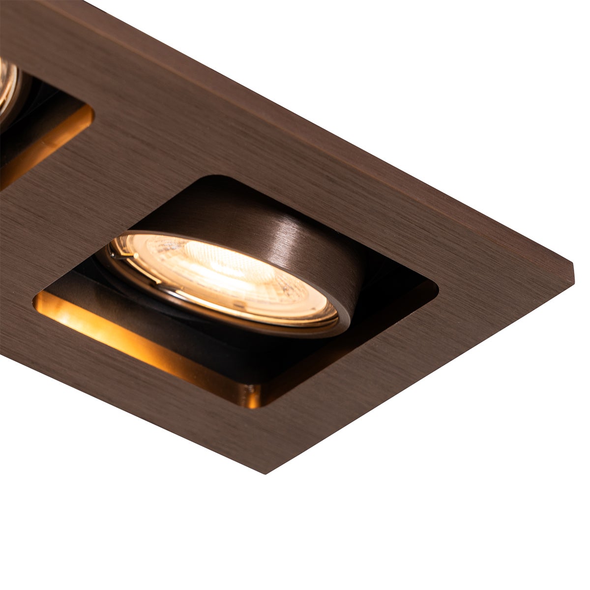 Set di 6 faretti da incasso rettangolari bronzo scuro a 2 luci regolabili - Qure - 3