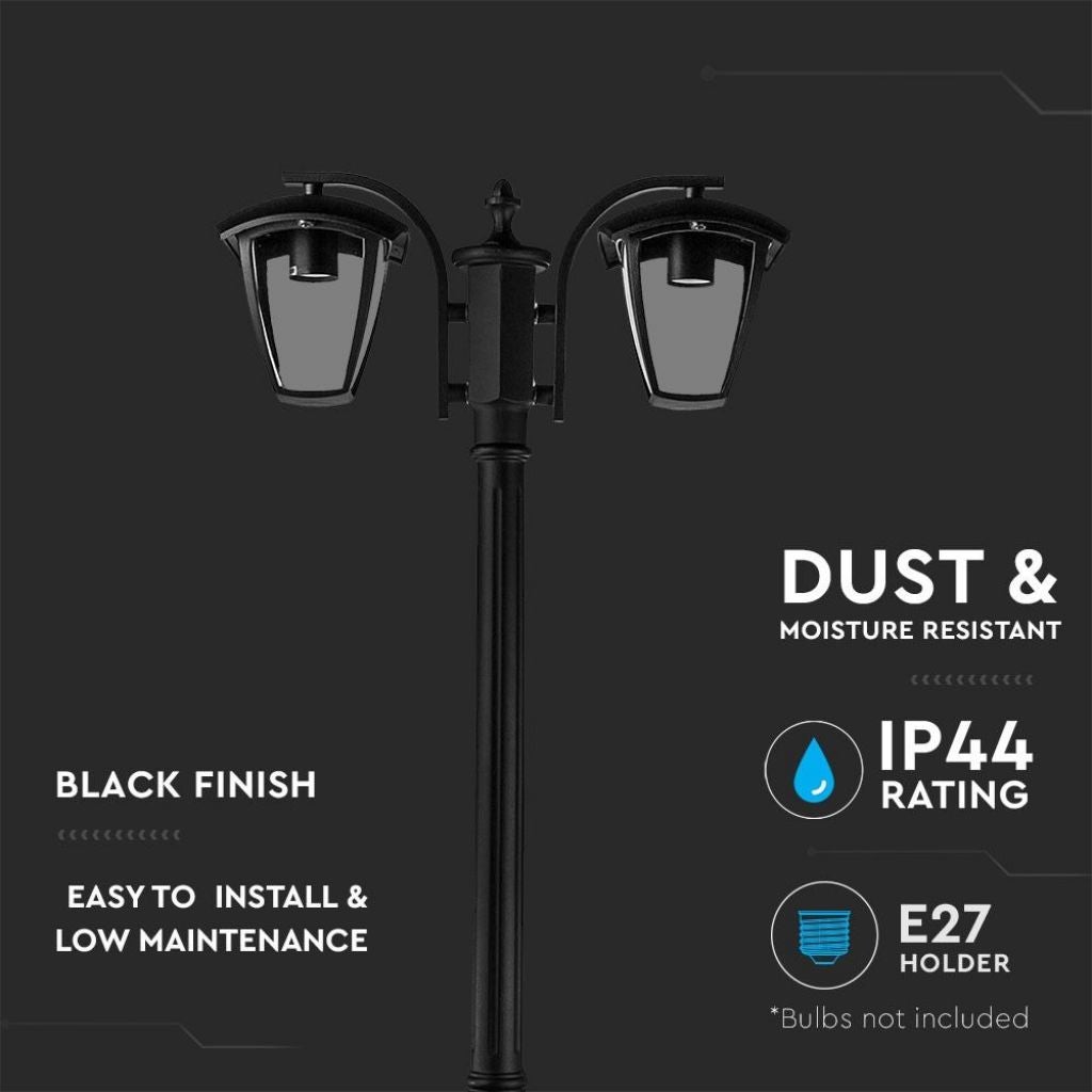 Lampadaire LED avec douille E27 (Max 2*60W) Couleur Noir h : 199cm IP44 - 4