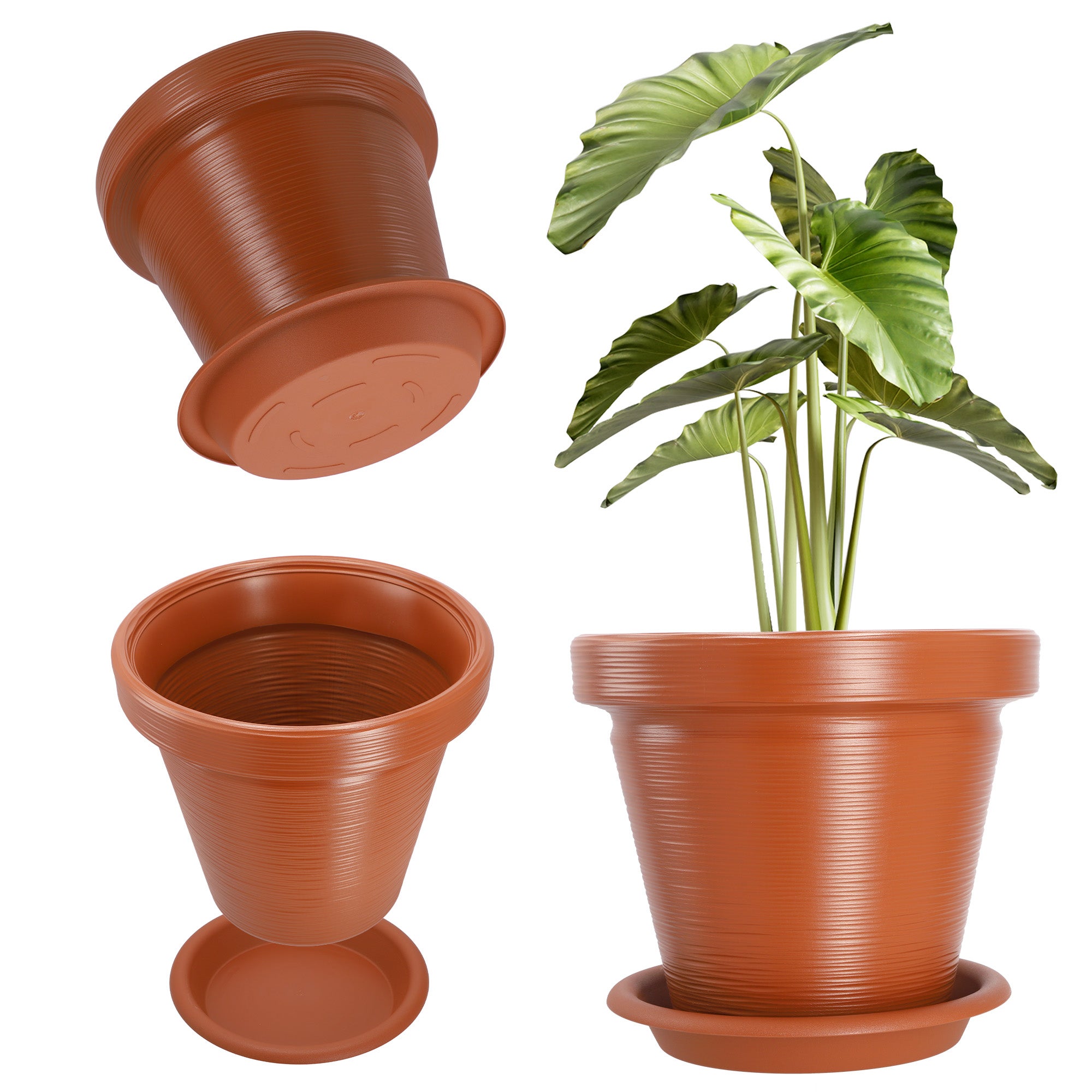 DONICZKA DONICA OGRODOWA NA KWIATY 46cm OSŁONKA Z PODSTAWKĄ DUŻA CEGLASTA