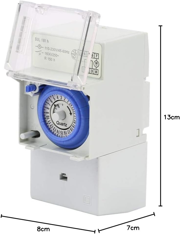 Minuterie Mécanique Étanche, Horloge Programmable 24h Programmateur pour Chauffe Eau Électrique, AC230V - 7