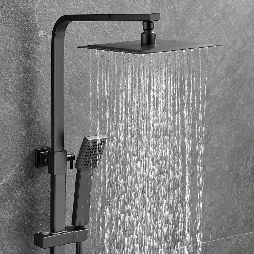 Valaz Barra de ducha monomando cuadrada ajustable hasta 120CM negro mate serie Segura - 20cm - 3