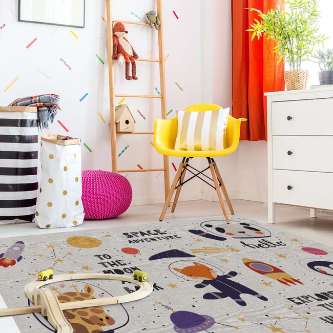 Alfombra de vinilo infantil Space adventure 200x266 cm PVC
