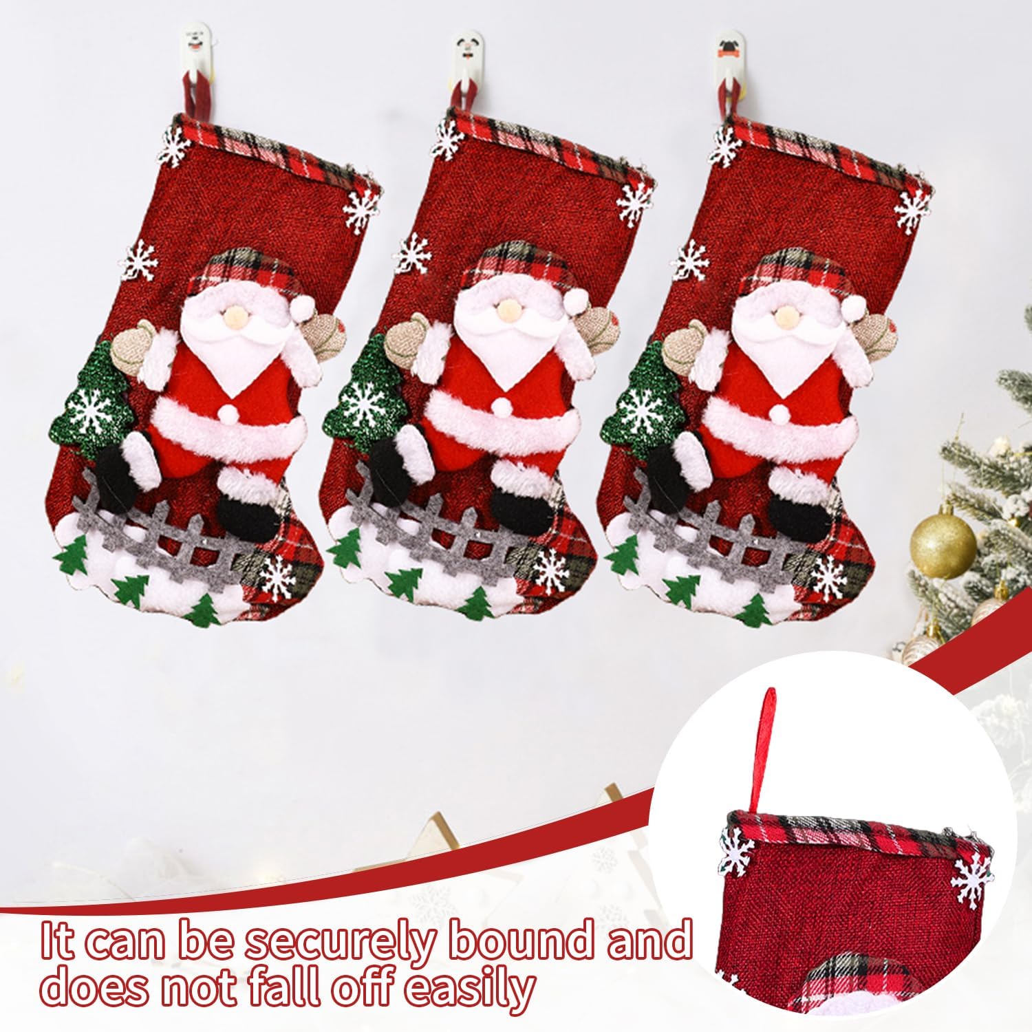 Chaussette Géante De Noël Personnalisable - 41×25 Cm - Pour Cheminée, Sapin, Décoration Festive