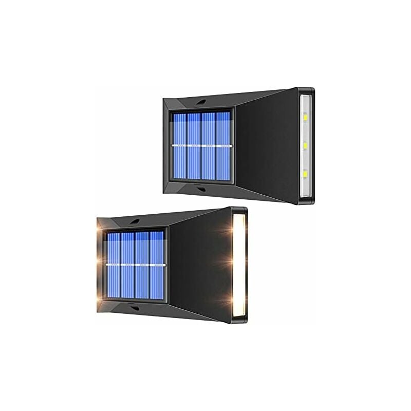 2 szt. LED-owych solarnych kinkietów ściennych IP65 wodoodpornych, dekoracyjnych lamp ściennych do ogrodu, na zewnątrz, na ogrodzenie, patio, balkon