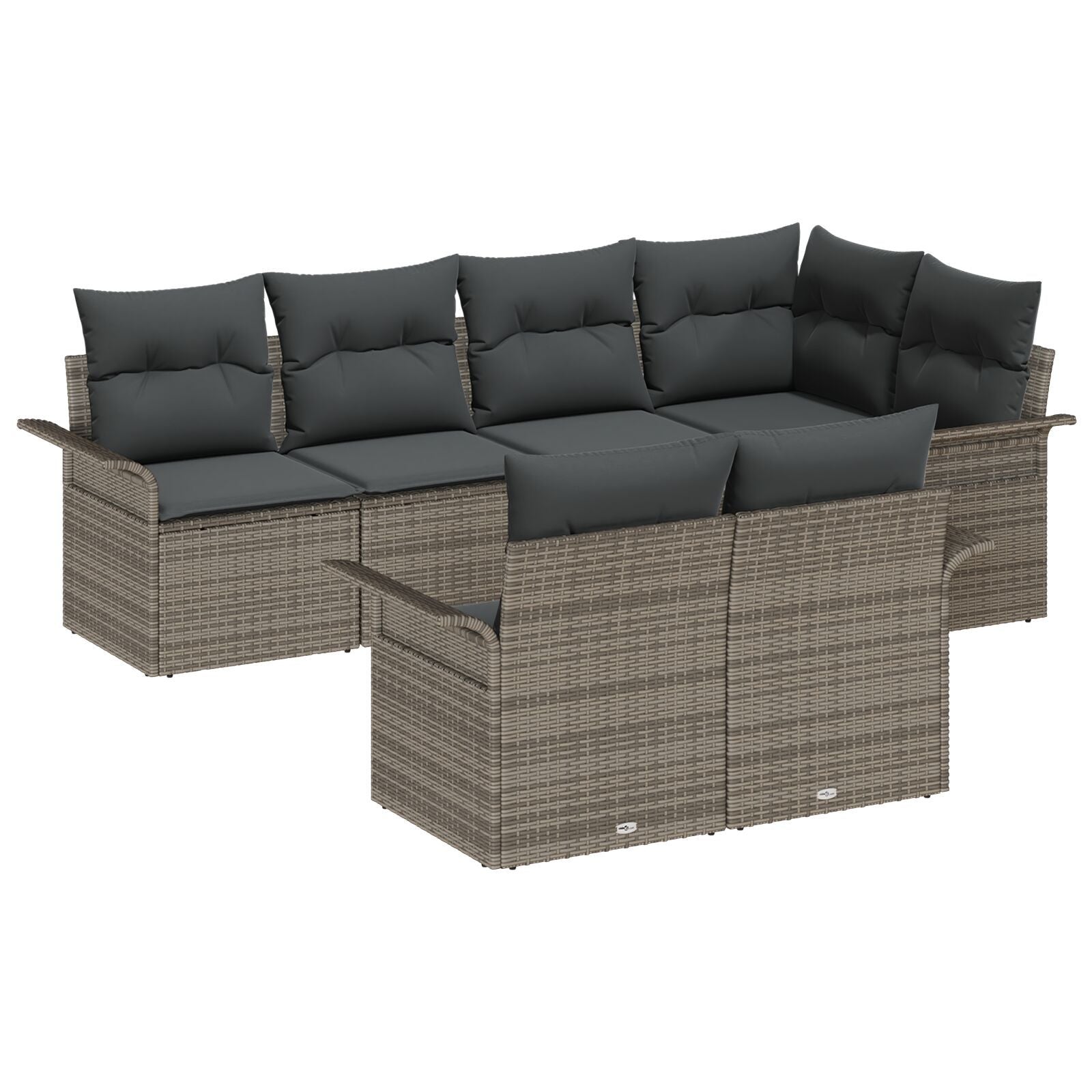Zestaw Sof na Ogród z poduszką 7 pcs Szary Polirattan vidaXL