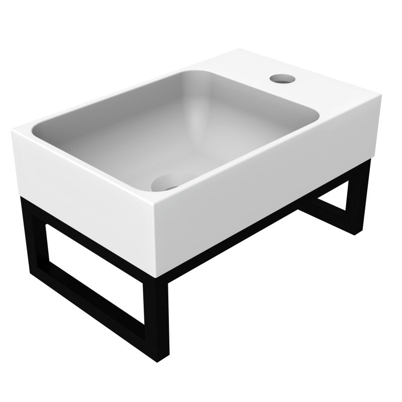 Lave-mains blanc mat avec support noir - CAMDEM PACK - Lave-mains blanc avec support - 5
