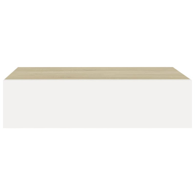 Étagères à tiroir murales 2 pcs Chêne et blanc 40x23,5x10cm MDF - 5