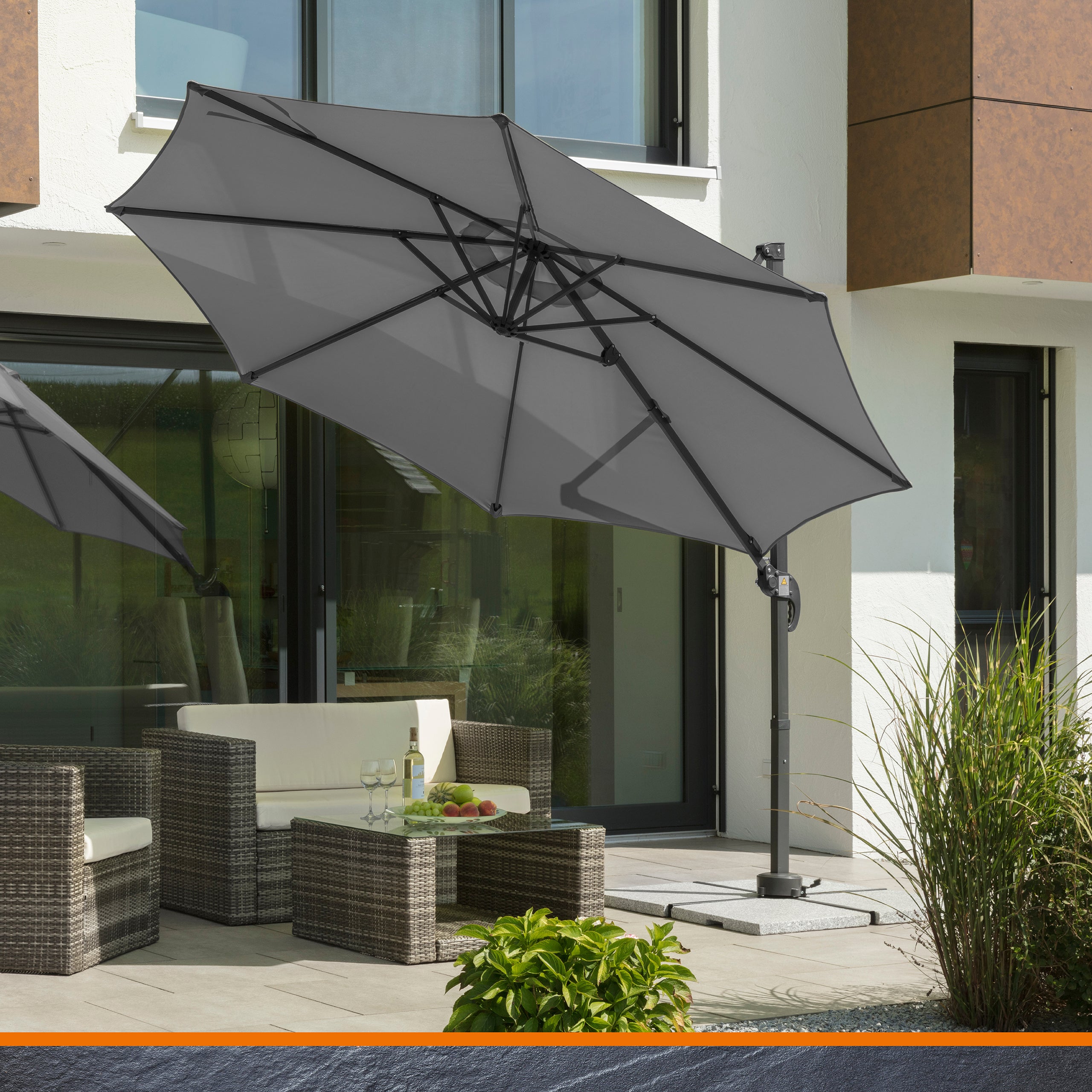 Parasol déporté Schneider Rhodos Junior anthracite, Ø 300 cm – rotatif 360°, avec housse - 2