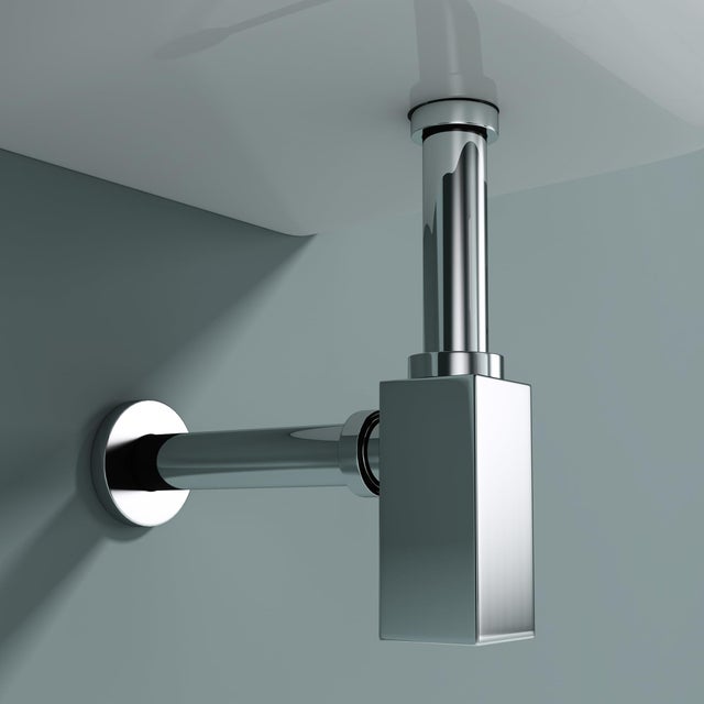 Siphon pour Lavabo Vasque Siphon, Chromé, en Laiton, Rectangulaire Anti Odeur, Siphon-06 doporro