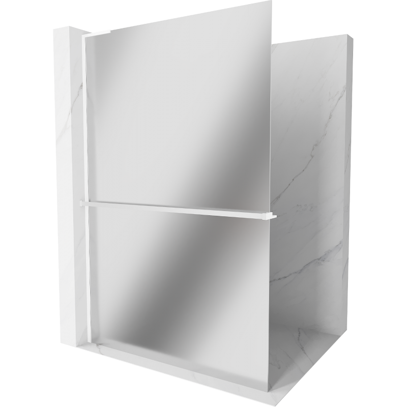 Mexen Kioto+ L ścianka prysznicowa z półką Walk-in 70 x 200 cm, lustro, biała - 800-070-123-20-50