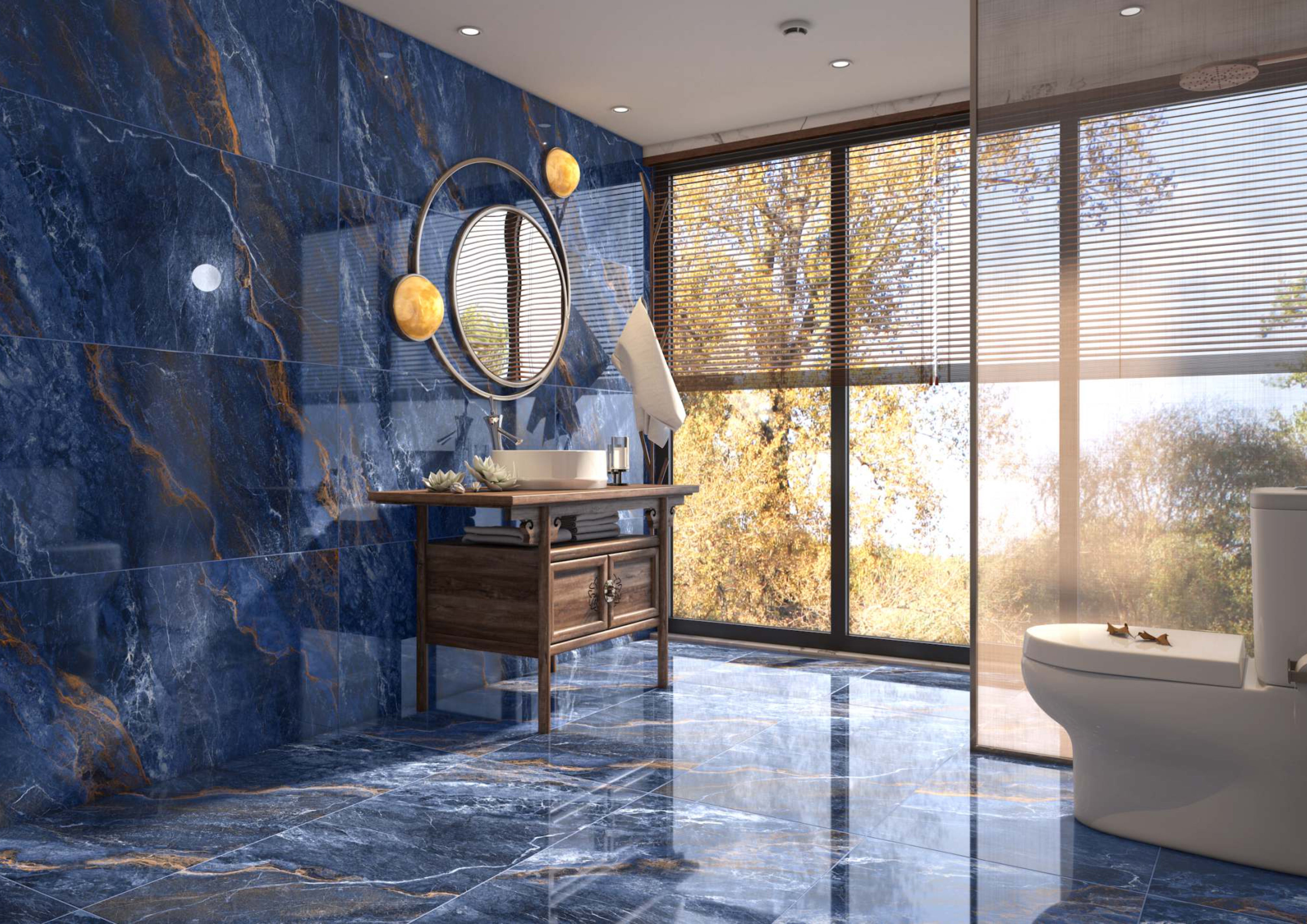 Carrelage sol / mur effet marbre bleu LYTHOS BLUE l.60 x L.120 cm Brilliant LIMCARO - 2