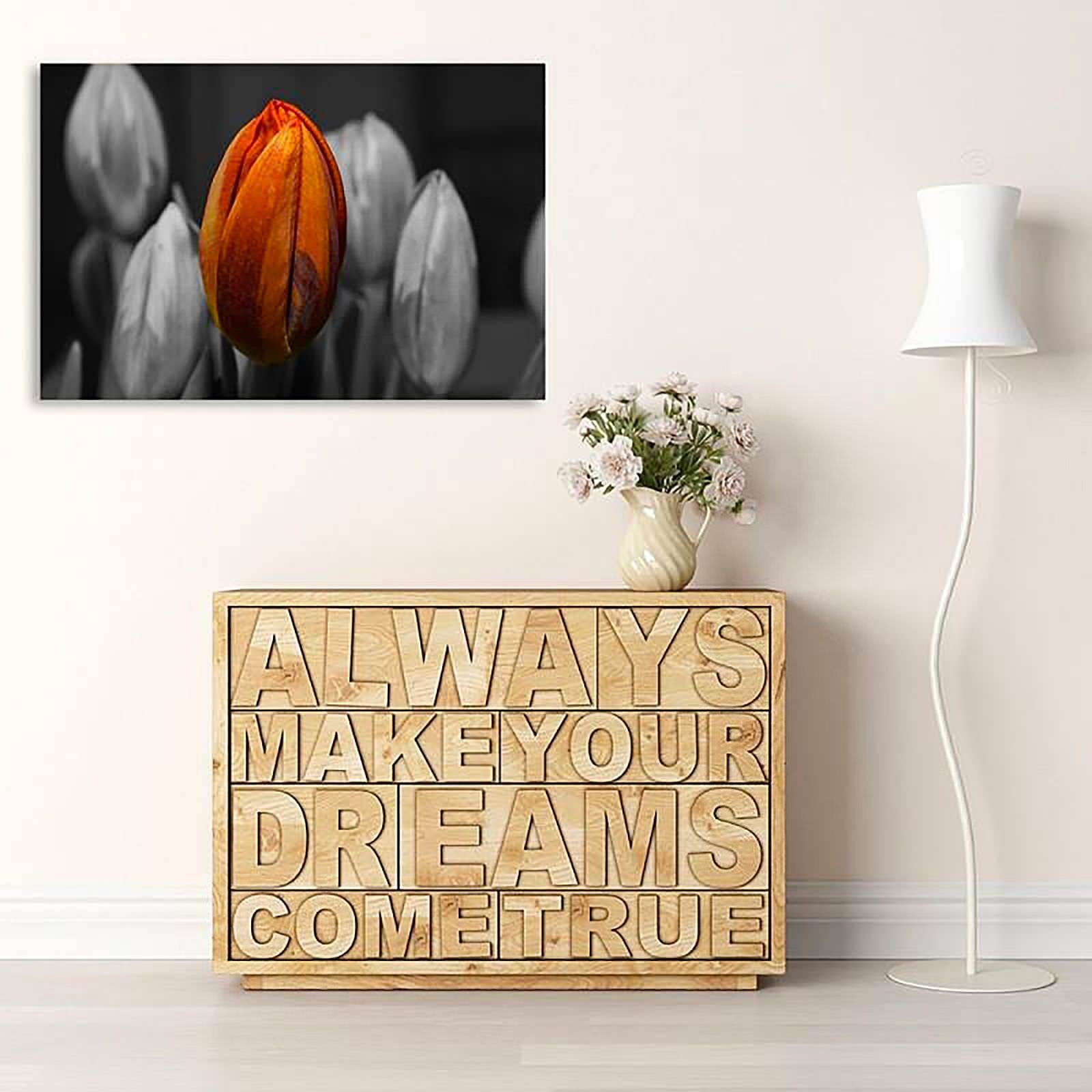 Tableau bois tulipe orange, - 80 x 60 cm - 3