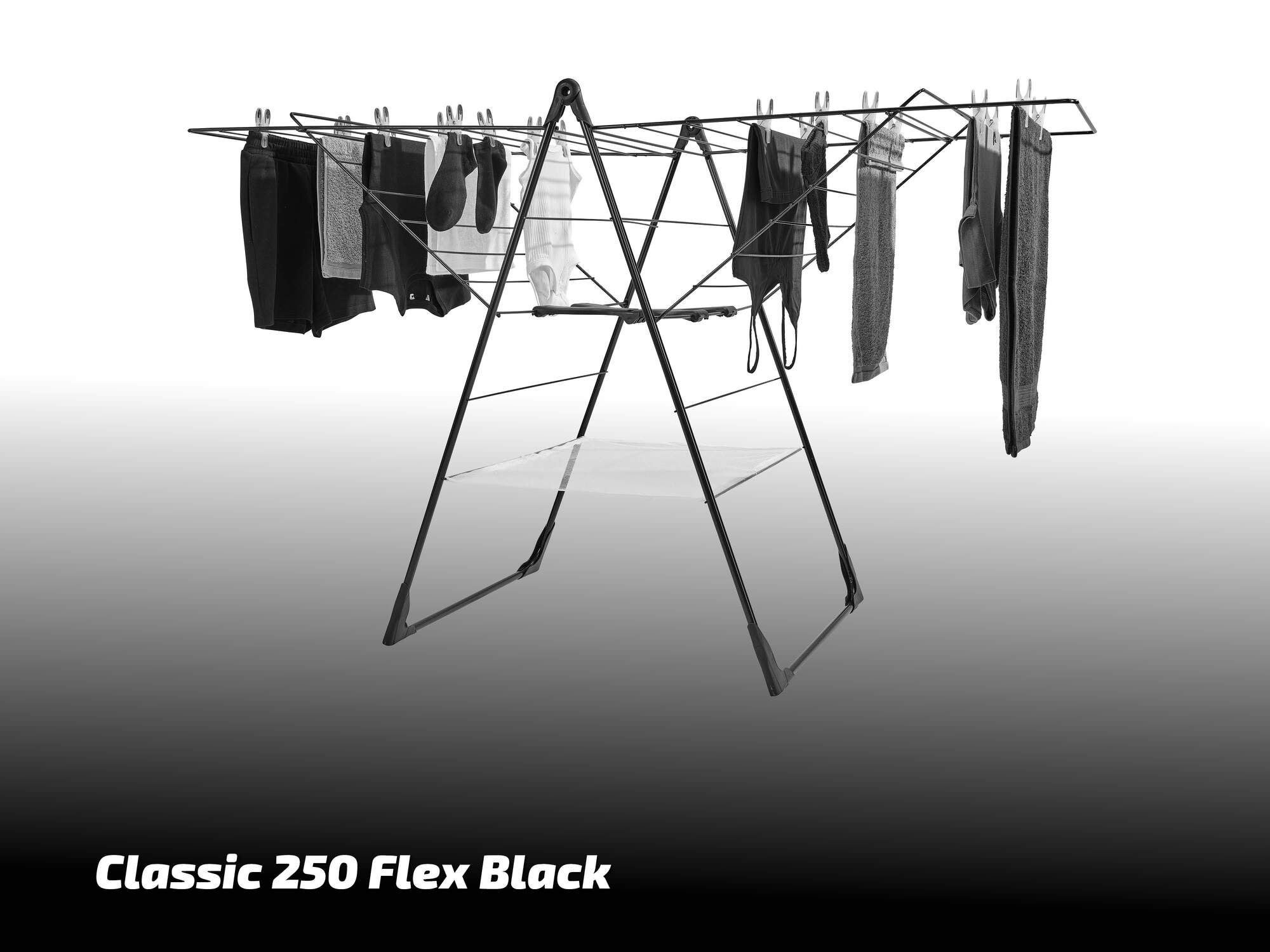 Leifheit étendoir à linge Classic 250 Flex Black 81472, séchoir à linge stable 25m d'étendage, hauteur réglable, noir - 4