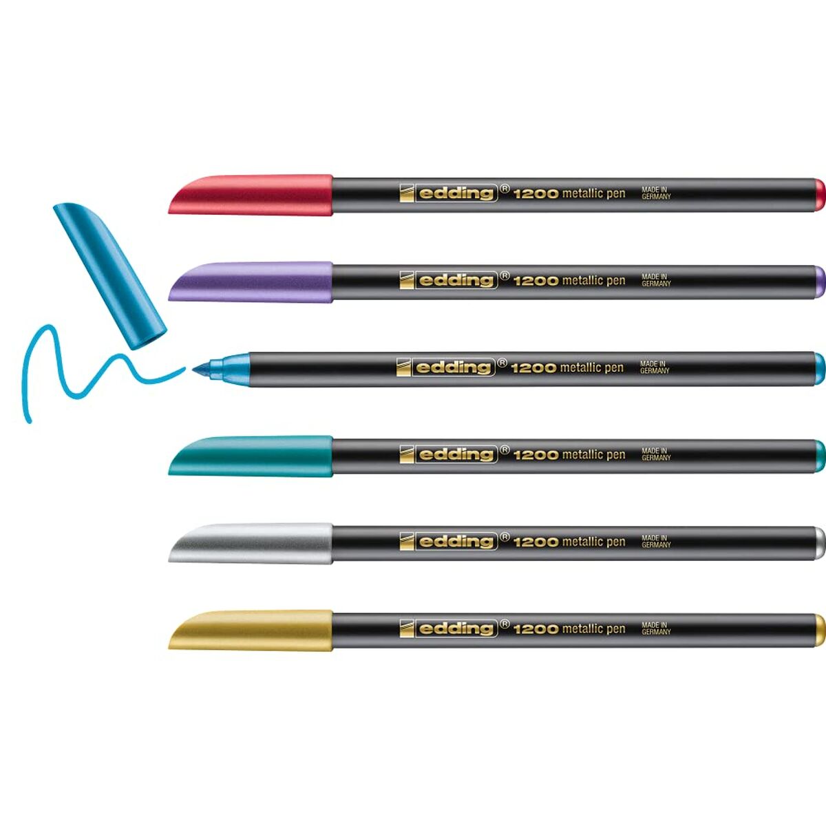edding Faserschreiber 1200 Color Pen metallic Blechschachtel 6Stück - 8