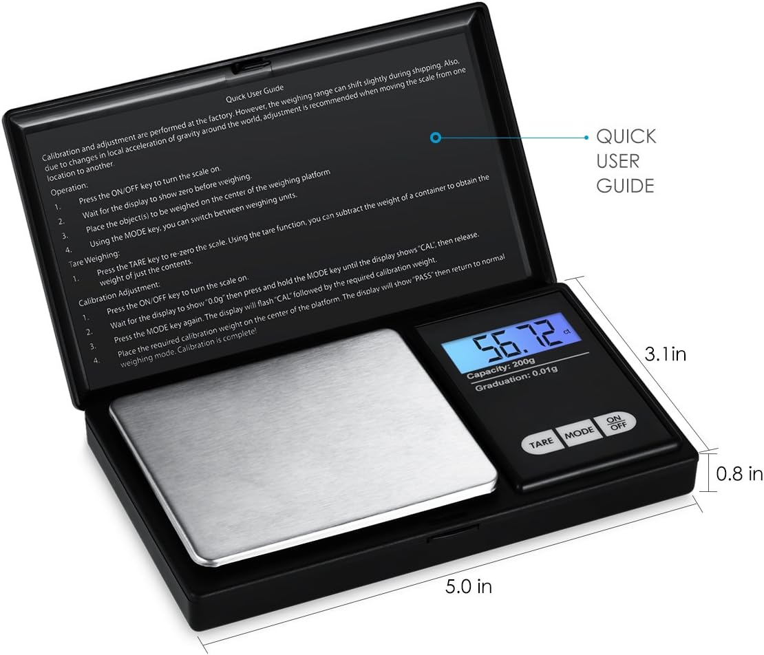 Waga precyzyjna 0,01 g, 200 g/0,01 g, waga kieszonkowa z ekranem LCD, mała waga jubilerska, waga kuchenna, waga precyzyjna z - 5