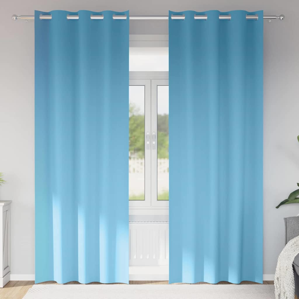 Firany blackout z kółkami 2 pcs Jasnoniebieski 225 x 140 cm vidaXL
