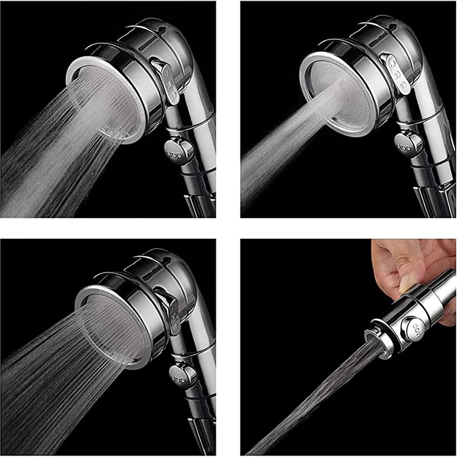 Ensemble Pommeau Douche pour Lavabo, 3 Modes Pommeau de Douchette de Salle de Bain Pomme de Douche à Main avec 3 Adaptateurs de Robinet, 1.5 Mètres Bl - 2