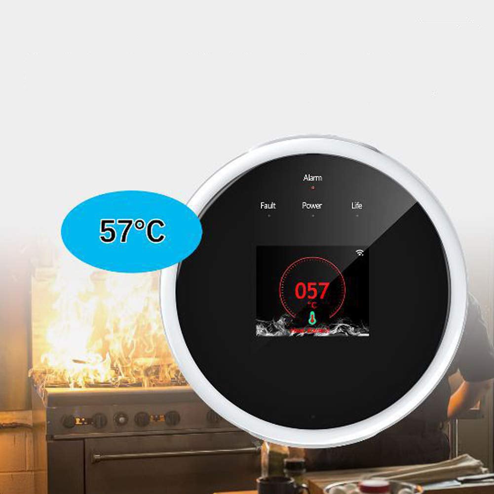 Rilevatore di perdite di gas, allarme perdite di gas, norma europea (inglese), bianco e nero, 86 × 86 × 24,5 mm - 5