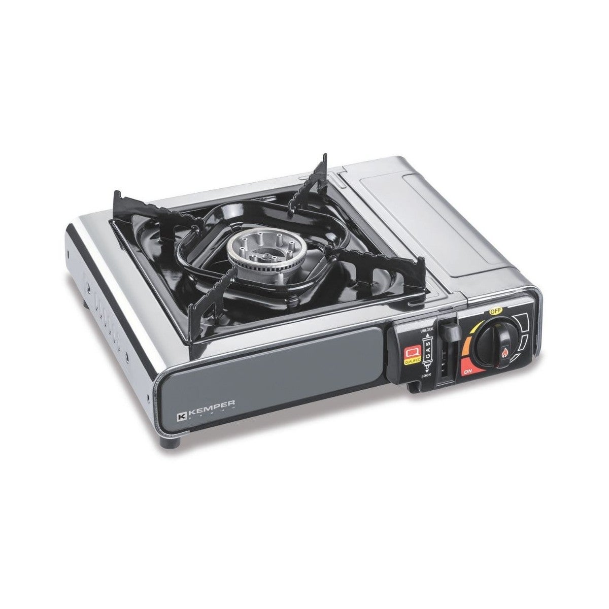 Kemper Hornillo De Gas Portátil Nomade Inox 2200W Encendido Piezo Doble Sistema De Seguridad + Maletín De Transporte , Leroy Merlin