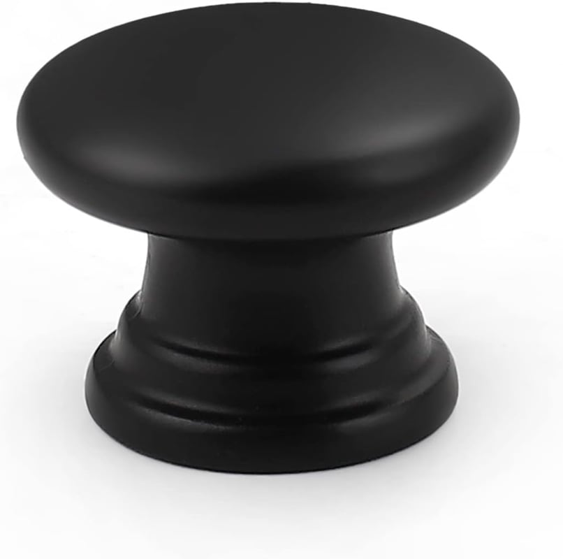 Matowe czarne gałki ABS w kształcie grzybka 2,5 cm – vintage do szuflad