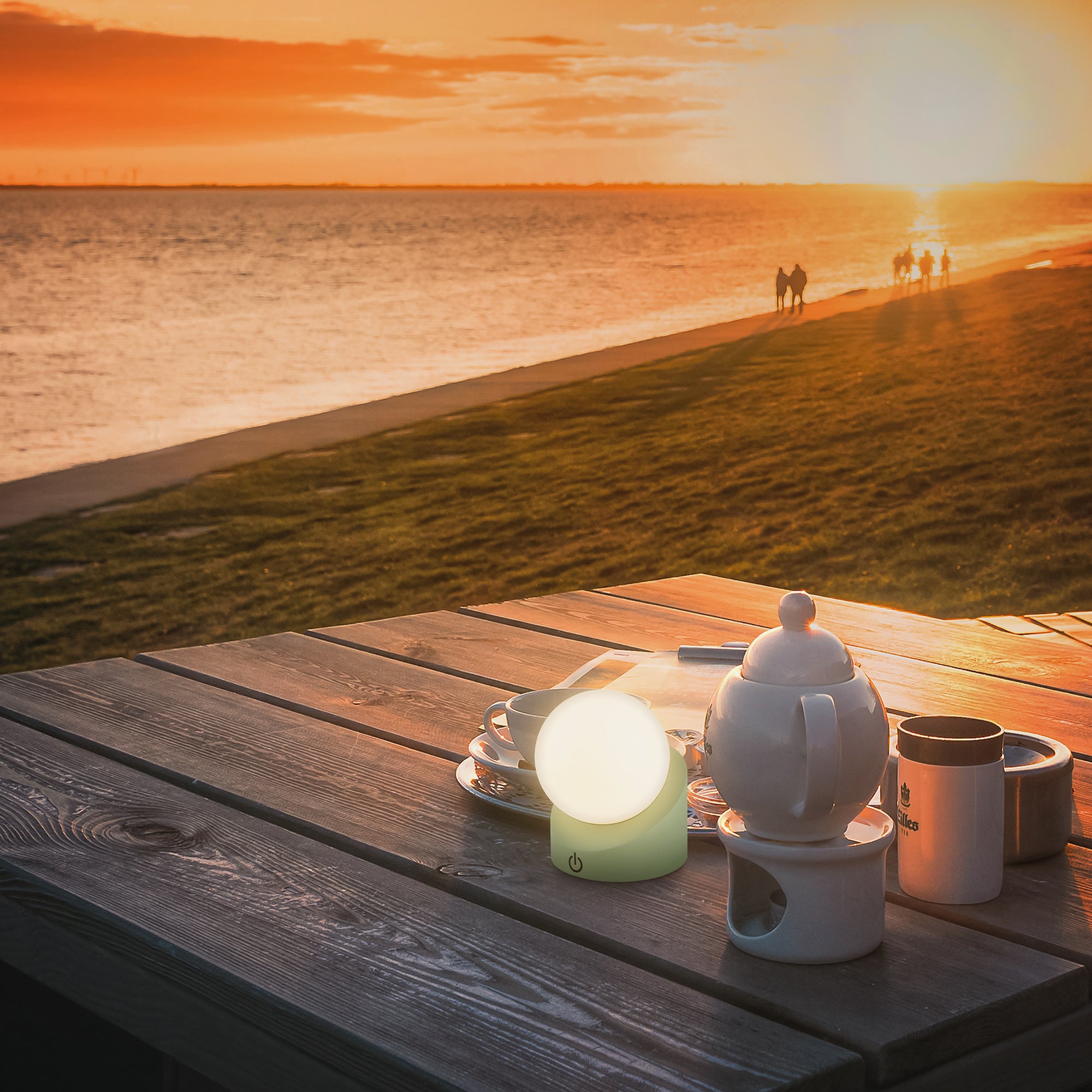 Mini lampe de table LED sans fil IP54, à intensité variable, tactile, protection contre les éclaboussures et la poussière, vert, 10 x 8 x 9 cm - 6