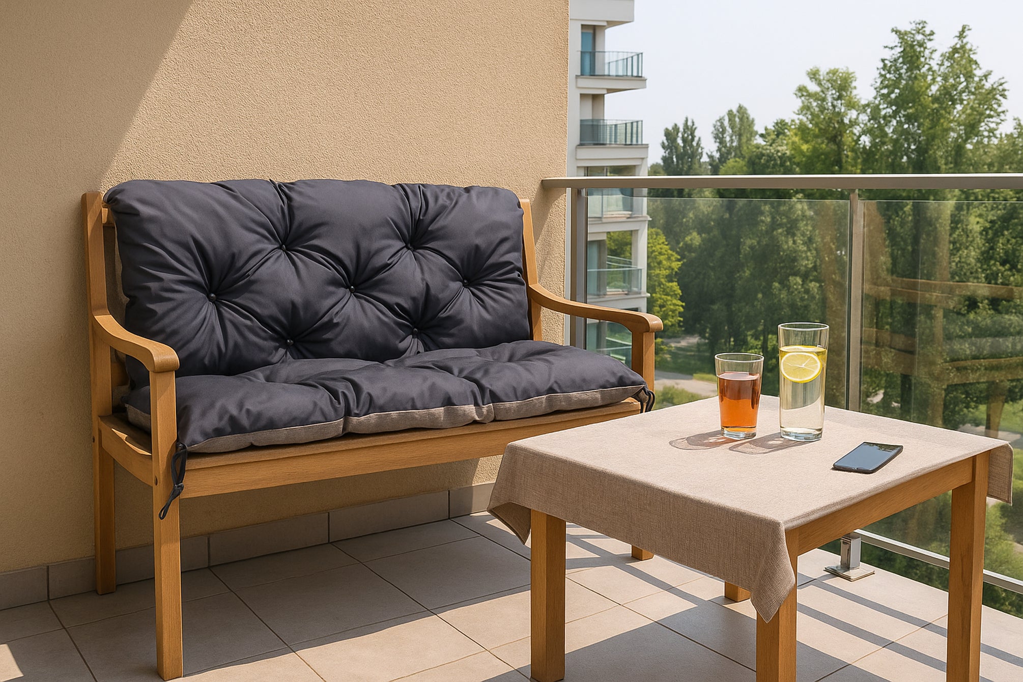 Coussin pour banc de jardin 120x50x40cm, coussin de banc de jardin Bleu, coussin de jardin, coussin de banc extérieur, coussin de balançoire - 4