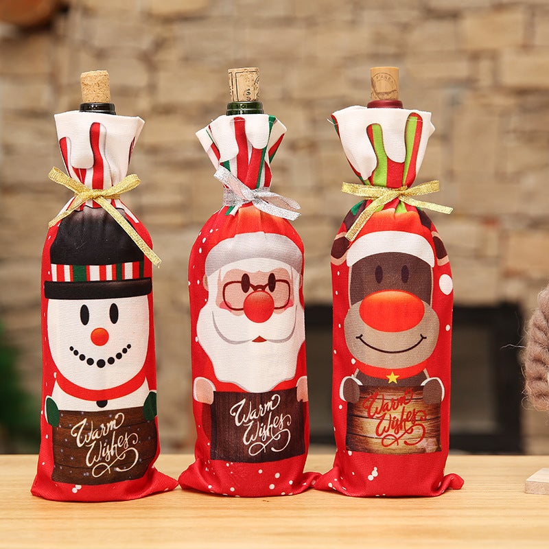 Sacchetti Regalo Vino Sacchetti Natale Per Bottiglie Vino 2 Pezzi - Babbo Natale E Pupazzo Di Neve - Tessuto Peluche 30x12.5 Cm Sacchetti Bottiglia