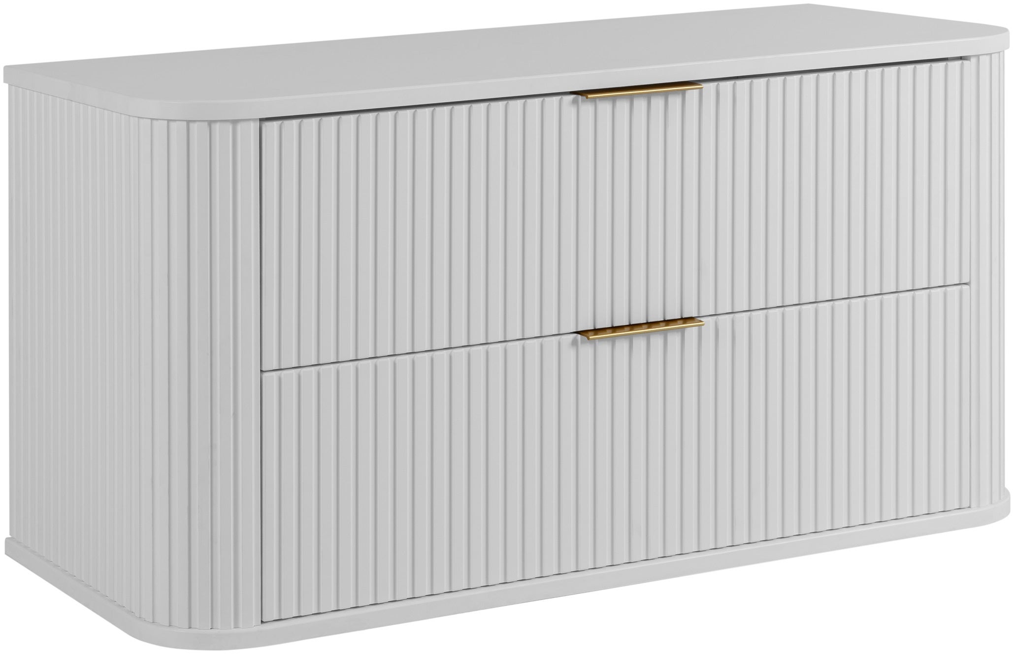 Szafka łazienkowa GLAMOUR 100 cm BIAŁA wisząca ryflowana 2 szuflady SOFT CLOSE + 2 kolory uchwytów