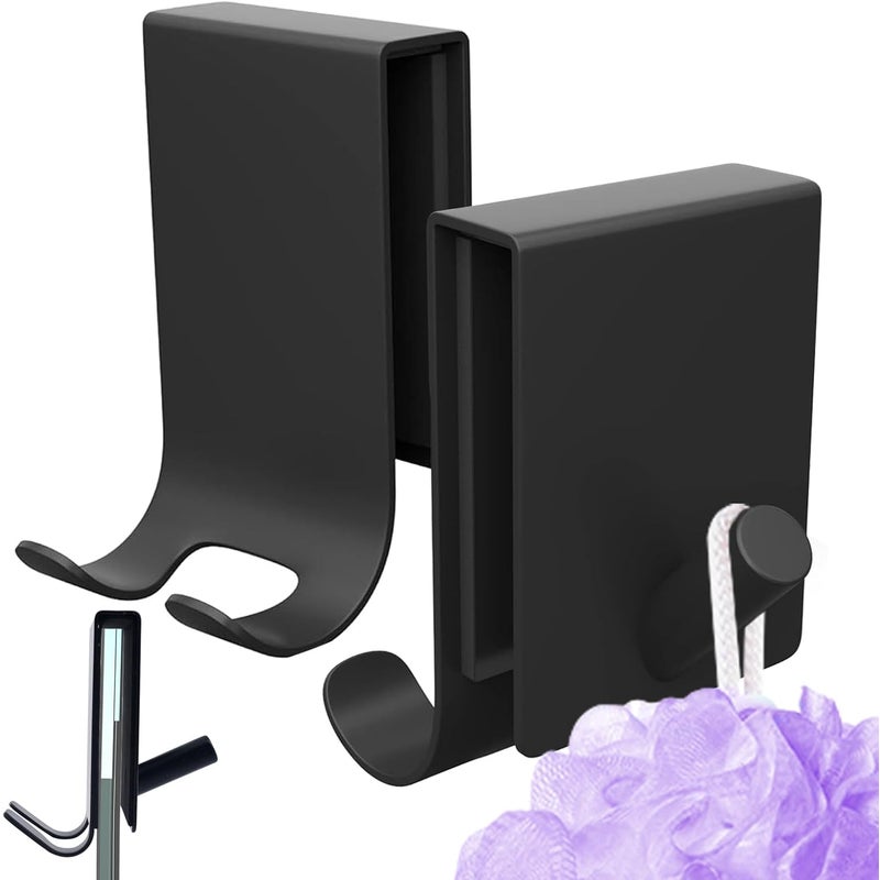Zestaw 2 wieszaków na ręczniki prysznicowe, do ręczników bez wiercenia, czarny