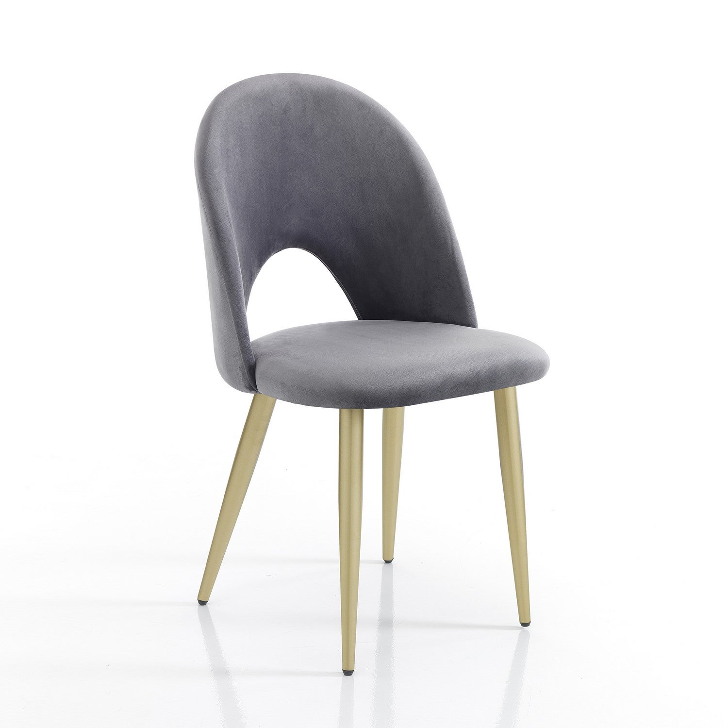 Zestaw 4 krzeseł NAIL GREY/GOLD, szary aksamit, złoty metal, wys. 87 x szer. 48 x gł. 54 cm, siedzisko wys. 46 x szer. 46 x gł. 43 cm