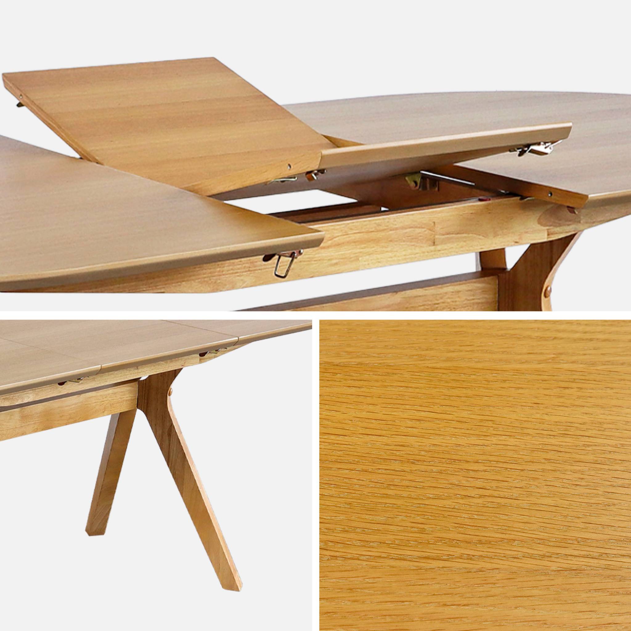 Table à manger oblongue extensible. 160-200cm 4-8 personnes MDF et placage chêne. couleur naturelle OLIVIA - 5