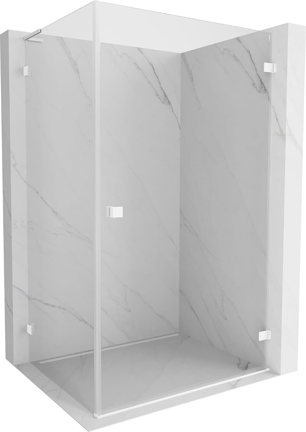 Mexen Lunar-B L kabina prysznicowa uchylna prawa 100 x 80 cm, transparent, biała - 832L-100-080-20-00-P