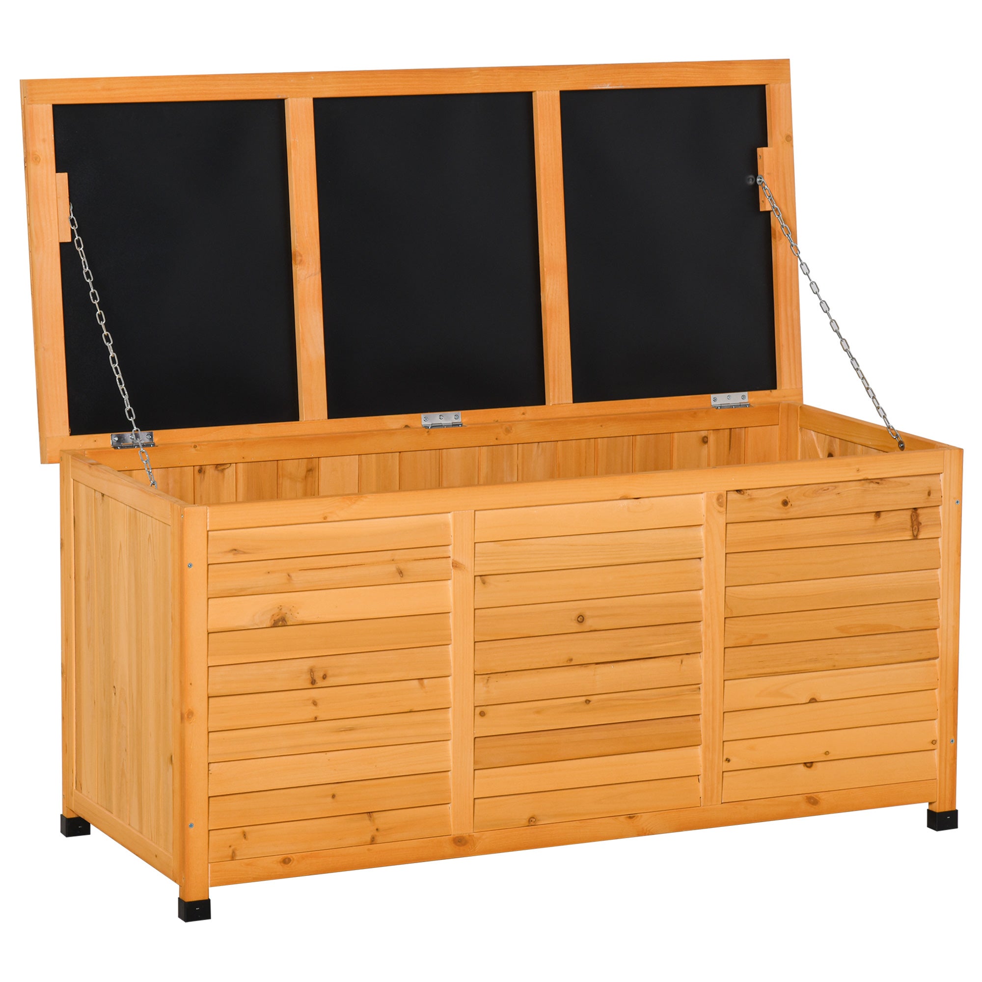 Outsunny Coffre De Rangement Extérieur En Bois 185L Avec Roulettes - 110x50x50 Cm